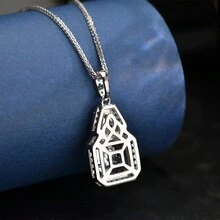 1pc 925 Silver High Carbon Rhinestone & White Rhinestone Pendant Necklace - White - View 5