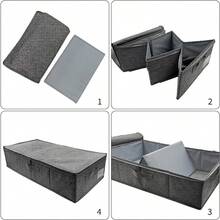 1個床下收納袋,可折疊床底儲物箱,用於整理衣服、毛毯、枕頭、玩具等 - 灰色 - 查看 4