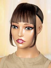 Synthetic Bangs Straight Strip Dark Brown/light Brown 8inch Suitable For Daily Wear And Commuting - Brown - View 3