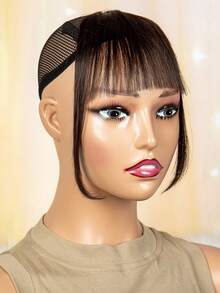 Synthetic Bangs Straight Strip Dark Brown/light Brown 8inch Suitable For Daily Wear And Commuting - Brown - View 2