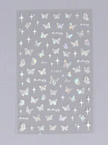 2入組蝴蝶設計膠釘貼紙，可粘貼壓克力甲油，防水透氣假甲貼紙，極度黏性假甲膠，自行裝飾美甲