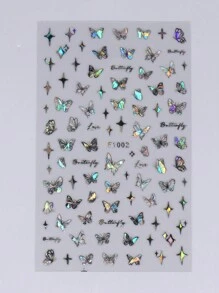 2入組蝴蝶設計膠釘貼紙，可粘貼壓克力甲油，防水透氣假甲貼紙，極度黏性假甲膠，自行裝飾美甲