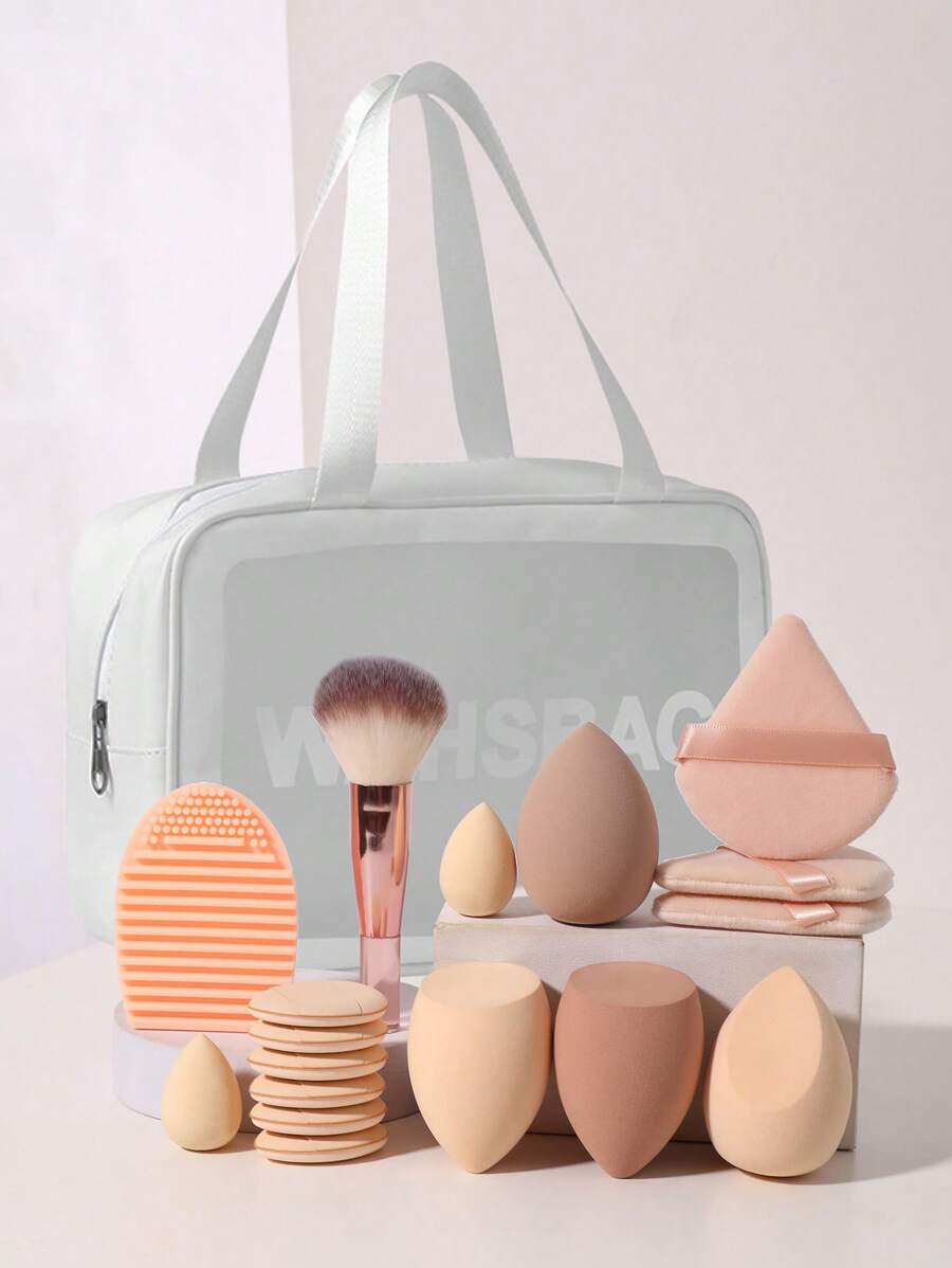 1pc Multifunctional Waterproof Toiletry Zipper Bag+17pcs/Set Makeup Brushes,Makeup,Cheap,Room Decor,Vanity,Travel,Bedroom,Makeup Accessories,Puff,Makeup Blender,Powder Puff,Makeup Sponge,Cheap,Stocking Stuffers,Makeup,Makeup Tools,Cheap Stuff,Gifts,Gifts For Women,Christmas Gifts,Giveaways,Travel,Cheap Stuff,Travel Essential - Multicolor - View 1