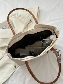 Large Capacity Tote Bag For Women, Suitable For Daily Work And Commute - Beige - View 9