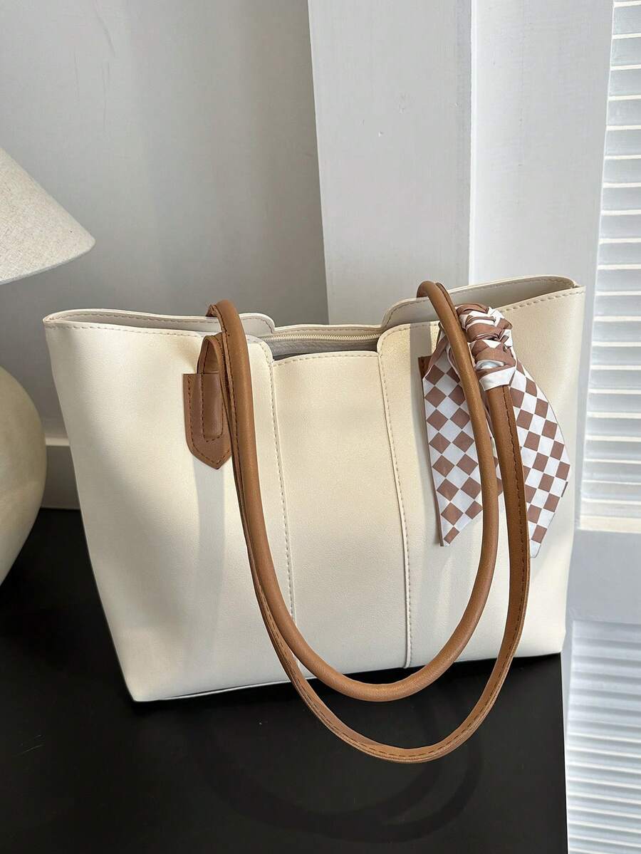 Large Capacity Tote Bag For Women, Suitable For Daily Work And Commute - Beige - View 1