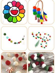 200pcs Multicolor High Elasticity Diy Pom Poms - Multicolor - View 5