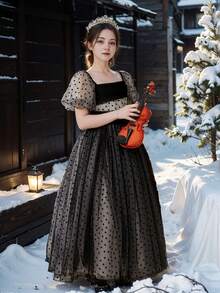 女童泡泡袖公主裙,非常適合主持、散步、鋼琴演奏、婚禮花童、生日派對等。