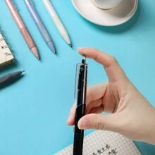 10支藍色筆,壓力中性筆,黑色墨水,莫蘭迪色系,適用於日常寫作,多功能筆,學生筆,簡單辦公室筆,酒吧簽名筆 - 藍色 - 查看 6