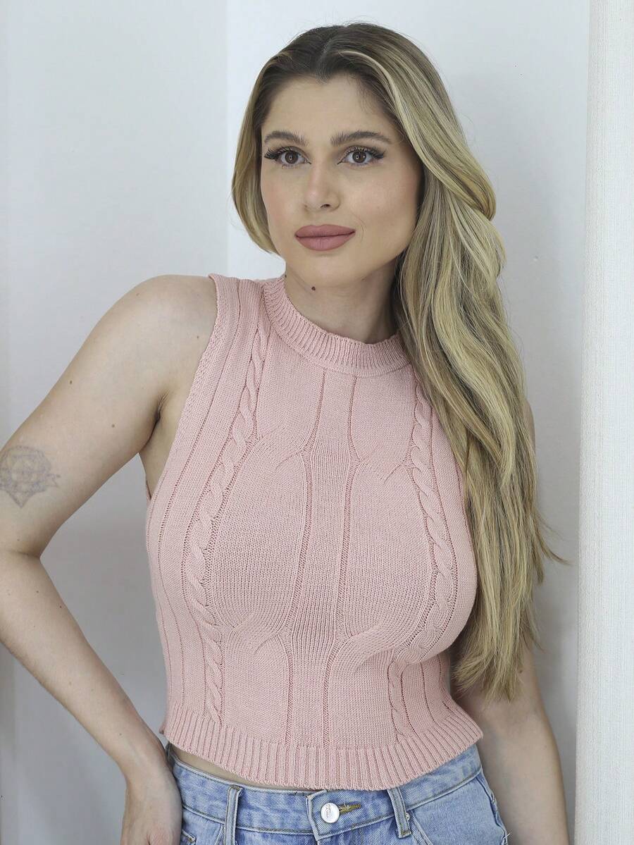 Women Knit Tops - 粉色 - 查看 1