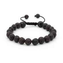 pulsera roca volcánica piedra natural ajustable - Negro - Ver 1