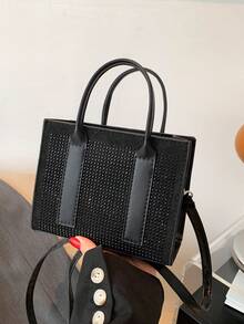 水鑽裝飾時尚肩背包、手提包、斜背包適合女士日常活動,如購物、約會和正式場合