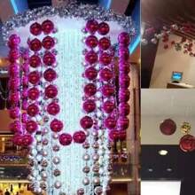 24pcs/set Christmas Tree Decoration 3cm Shiny Barrel Plating Plastic Balls With Hanging Loop - Red - View 3