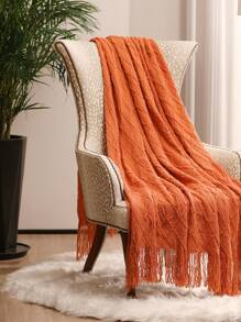 1件針織休閒毯子,橙色午睡毯適合露營,辦公室,沙發,汽車使用 - 珊瑚橙 - 查看 4