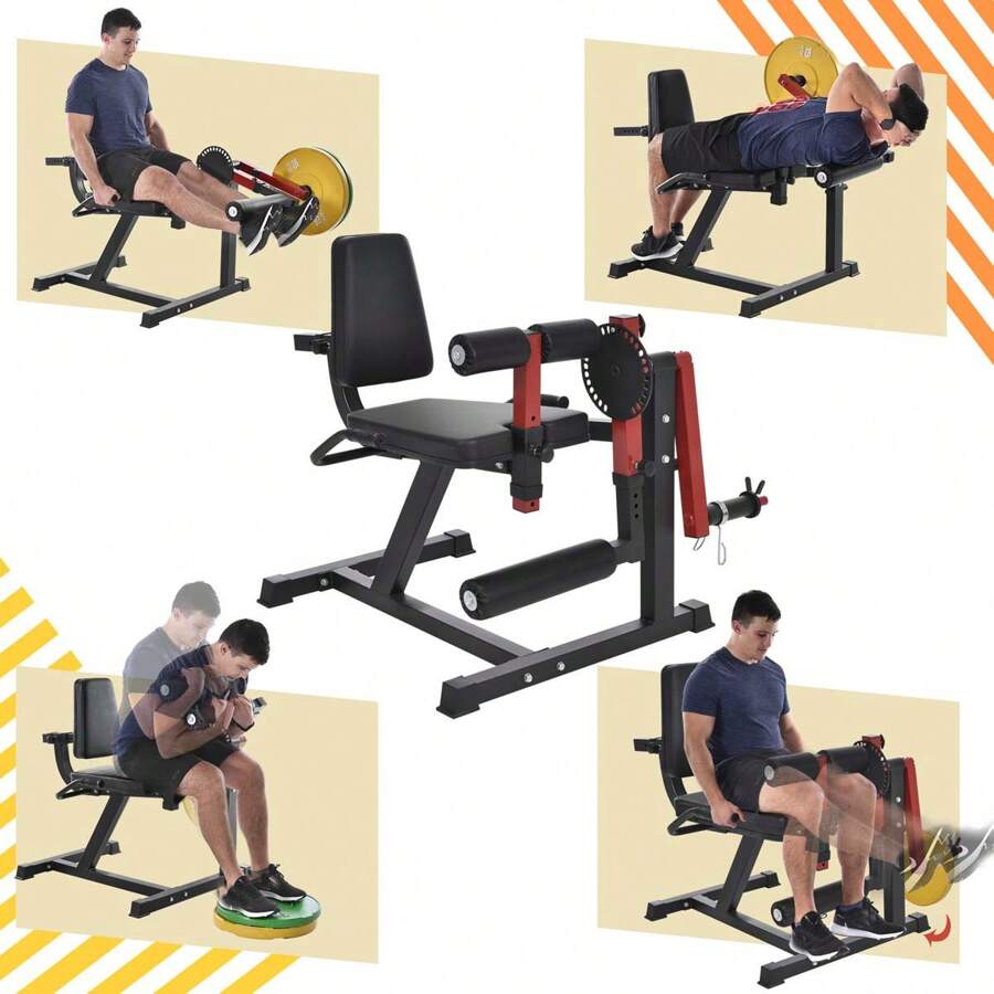 MERAX Leg Extension And Curl Machine - Leg Exercise Machine With Adjustable Seat Backrest And Rotary Leg Extenstion, Adjustable Leg Curl For Home Gym Hamstring Workout And Quadriceps Exercises-Valentines - Red - View 1