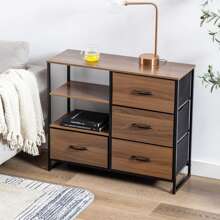 Duhome Fabric Drawer Dresser, Storage Table Drawer with Wooden Top For Bedroom Living Room