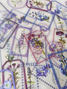 1pack/30pcs Purple Small Flower & Plant Decorated Pet Stickers Vintage Frame & Postage Style - Multicolor - View 2