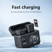 Llano佳能lp-e6nh相機充電器,雙插槽數字顯示屏,帶sd卡存儲功能,適用於eos 5d Markiv/5d Marklll 5ds/5ds/6d Markil 6d Mark Ii/eos 6d 7dmark Ii/7d Eos 60d/60da/70d/80d/90d Eos-r/eos R5/eos R6 - Type C - 查看 7