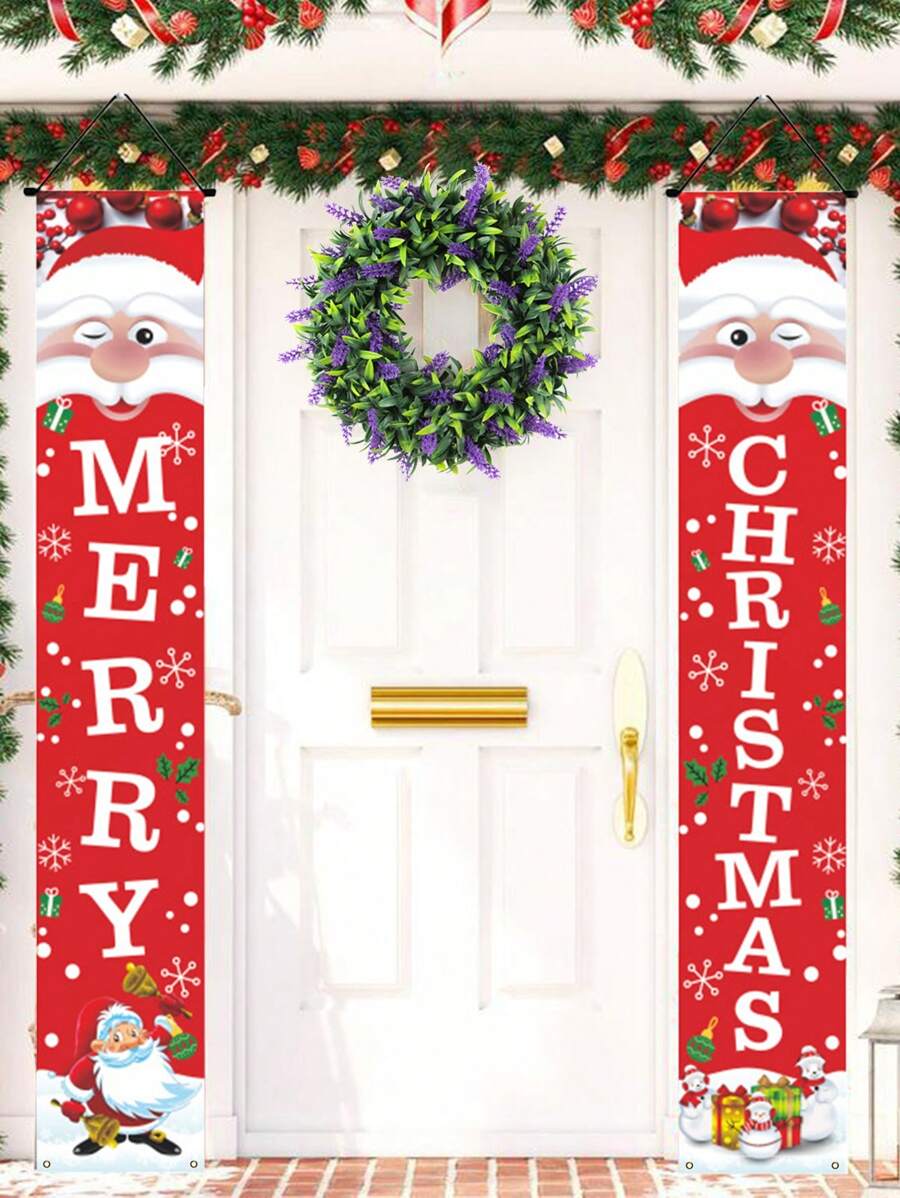2入組聖誕對聯門掛飾,聖誕派對裝飾必備