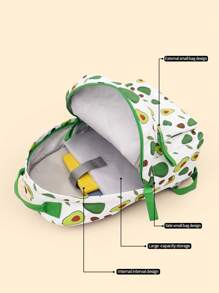 3pcs Creative And Cute Fruit Pattern Backpack Set With Handbag And Hooked Pencil Case For Students And Teenage Girls Going To College - Multicolor - View 2