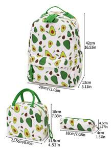 3pcs Creative And Cute Fruit Pattern Backpack Set With Handbag And Hooked Pencil Case For Students And Teenage Girls Going To College - Multicolor - View 3