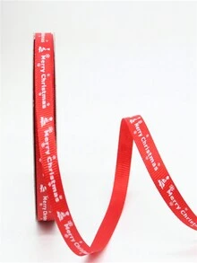 1 件紅色聖誕印花聚酯纖維絲帶蝴蝶結手工藝品,適合婚禮、派對、diy 禮品包裝裝飾 - 紅色 - 查看 7