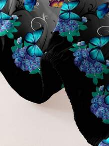 1 pieza Sábana ajustada cepillada con estampado de mariposas de estilo sencillo y elegante, cubierta antipolvo para cama, ropa de cama para el hogar, tanto para hombres como para mujeres en dormitorios - Multicolor - Ver 7