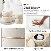Furnistyle Round Velvet Ottoman Pack Of 2, One Bigger For Storage And The Other Smaller For Footstool, Modern Upholstered Tufted Footstool In Bronzed Fabrics, Ottoman Stool Set With Storage, Accent Vanity Stool Chair For Makeup Room, Bedroom And Living Room, Side Table Footrest For Easter Decorations
