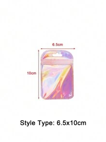 50pcs Rainbow Packing Bag Translucent Self Seal Pouches Iridescent Laser Zipper Bags For Glitter Charms Jewelry Earring Packaging