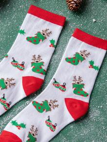 1 đôi Nam Thoáng khí Thấm hút mồ hôi Giải trí Giáng sinh Hình Deer Vớ giữa bắp chân - Nhiều màu - Xem 3