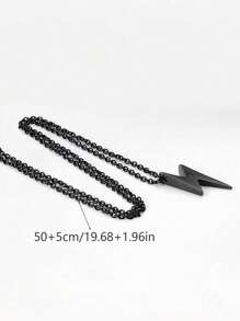 Men Lightning Pendant Necklace Stainless Steel Punk Hip Pop Style - Silver - View 6