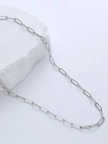 FOREVER QUEEN 925純銀紙夾鏈條項鍊,極簡頸鍊,時尚簡約長粗鍊項鍊,女性女孩珠寶禮物