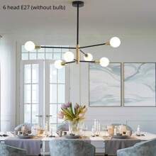 1 件現代 Sputnik 枝形吊燈(不含燈泡),e27 黑色和金色現代吸頂燈,北歐吊燈金色枝形吊燈廚房餐廳客廳臥室吸頂燈燈具 - 彩色 - 查看 3