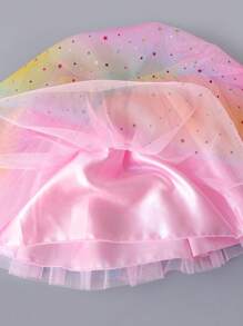 Young Girl Happy Birthday Unicorn T-Shirt Rainbow Star Tutu Dress Set With Headband Hair Clip Satin Ribbon - Multicolor - View 5