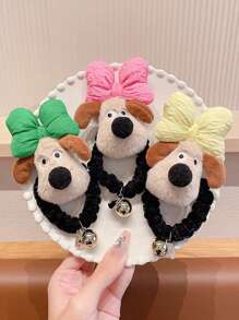 1 Miếng Vàng Đàn hồi Dây buộc tóc Với Plush dễ thương Chó Bowknot , Dễ Đến Mặc Không có Trượt Và Vô hại Đến Tóc , Thích hợp Đối với Sử dụng hàng ngày Bất kì - Màu vàng - Xem 1
