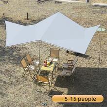 Outdoor Tent With Canopy For Camping And Hiking, Sun Shade Shelter With Black Silver Coating - Silver - View 2