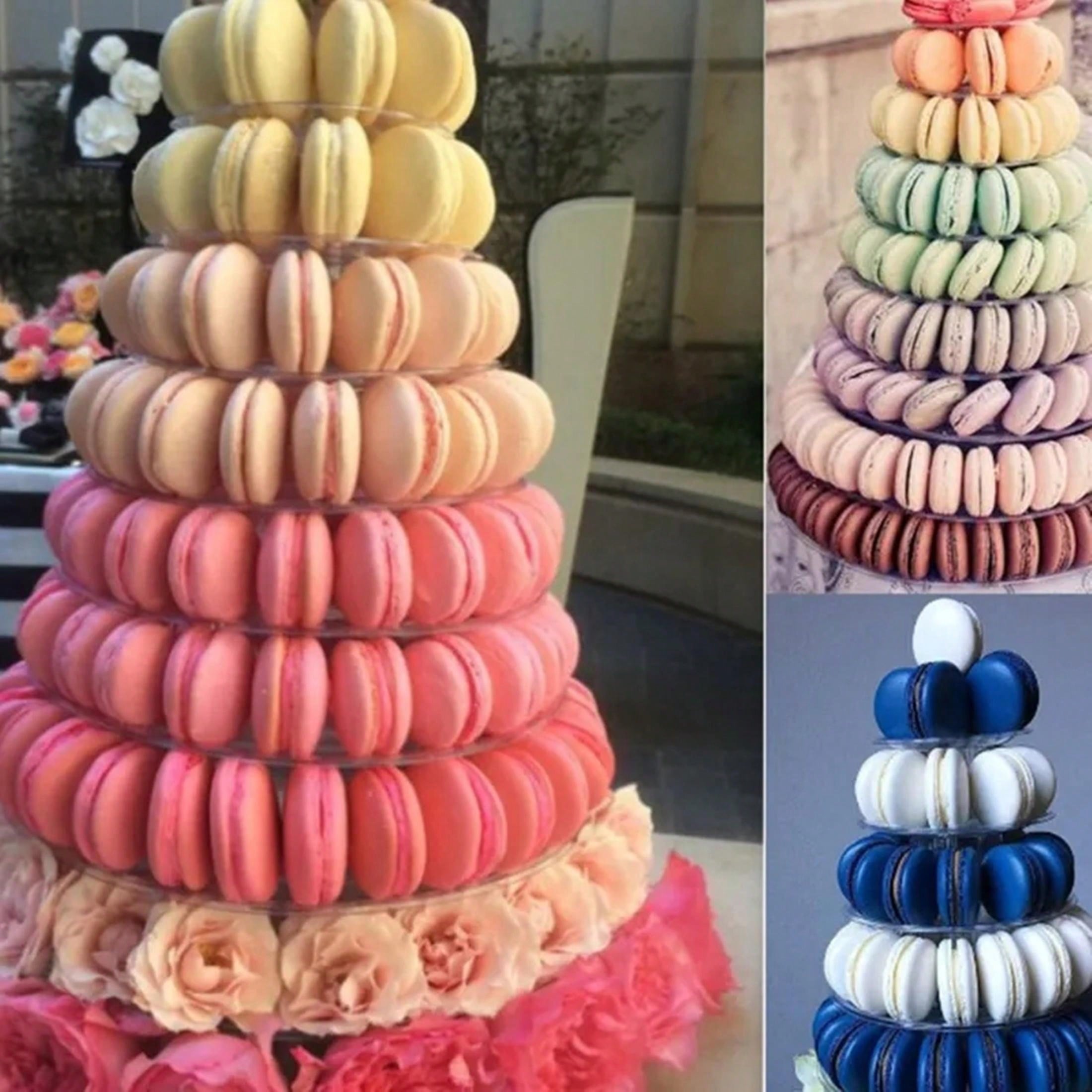 Nova Chegada Torre Forma 4 6 10 Camada Macaron Expositor Transparente nova-chegada-torre-forma-4-6-10-camada-macaron-expositor-transparente