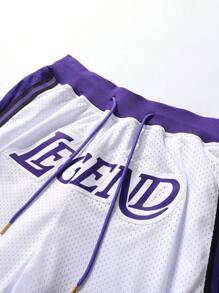 Pantalones Cortos De Baloncesto Legendarios Para Hombre Con Bordado Y Bolsillos Con Cremallera - Blanco - Ver 3