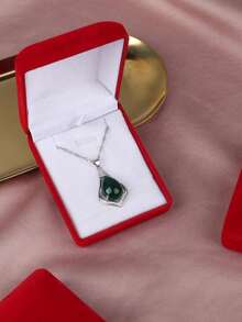 1pc Simple And Stylish Velvet Necklace Storage Box Suitable For Daily Jewelry Storage, Festival Gift Packaging