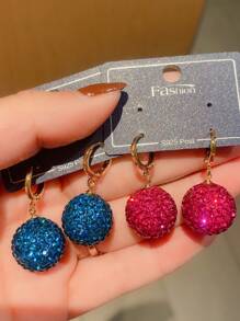 yijiangbeiting 2入組時尚合金鑲鑽球形耳扣,適合女性的日常配飾