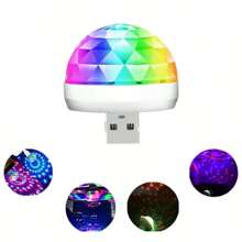 USB迷你燈球派對燈，聲控DJ舞臺閃光燈，便攜式LED汽車環境燈，適用於派對、卡拉OK、酒吧、戶外音樂節、露營等場合（1件裝-Android/Apple/Type-C 界面可選）