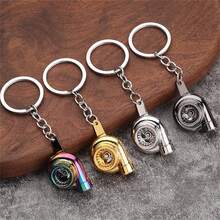 1 Pack Of Creative Car Modification Accessories Rotatable Turbocharger Metal Keychain Pendant - Silver - View 1