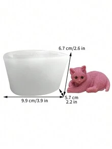 1入組躺著的貓形矽膠模具 - 無色 - 查看 2