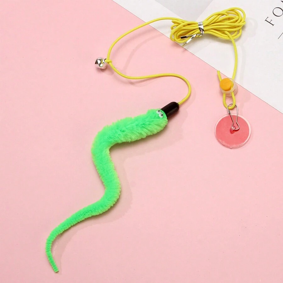1只毛毛蟲形狀的掛式貓玩具棒 - 綠色 - 查看 1