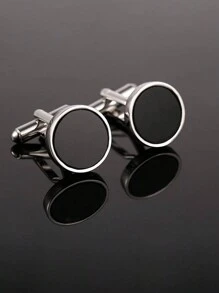 Men's French Cuff Shirt Cufflink Stylish Sleeve Button - Black - View 3