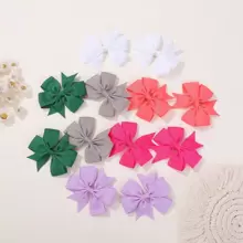 bilicaca 2pcs/set Candy Colored Kids' Bow Hair Clips For Holiday Party And Ponytail, Simple Side Clips For Girls' Hair Accessories - Green - View 3