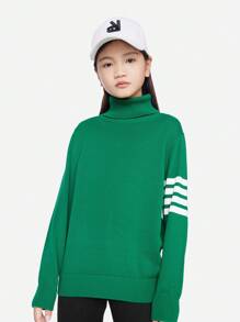 Annil 男孩和女孩冬季彩色简约棉质高帮 Polo 衫 绿色 - 綠色 - 查看 2