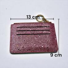 Monedero, tarjetero y llavero color rosa con destello para mujer, diseño y color moderno, moda otoño invierno 20223 2024 - Rosa - Ver 4