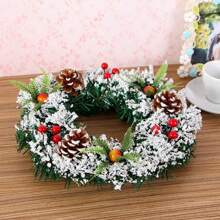 1pc Handmade Festival Wreath, Imitation Christmas Tree Decoration - Multicolor - View 4
