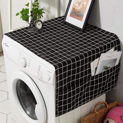 1st enkel svart och vit sidoficka dammskydd för kylskåp, mikrovågsugn och tvättmaskin för skola, kontor, hushåll, resor, väska, arrangör, förvaring