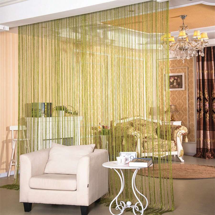 Decorative Door String Curtains Window Room Divider Wall Panel Tassels Screen Blinds Home Patio Bedroom - 綠色 - 查看 1